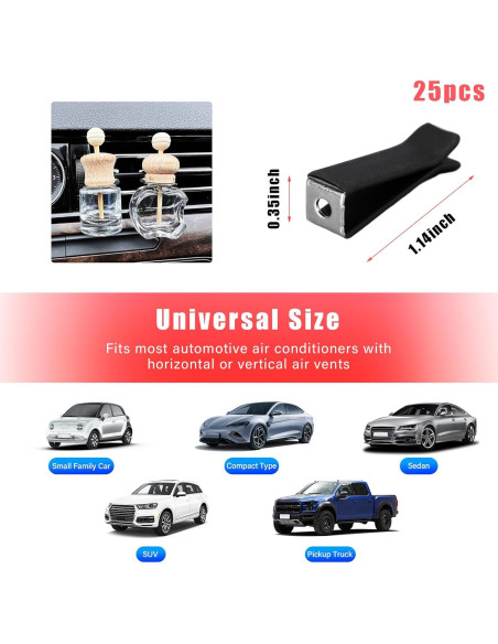 Clips de Ventilación de Aire Augeny 25 PCS Universal Negro