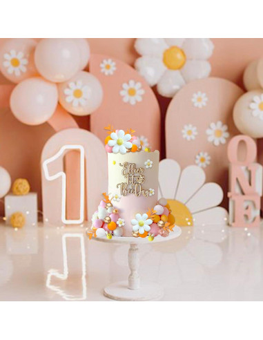 43 Piezas Decoraciones de Pastel Boho Margaritas y Abejas