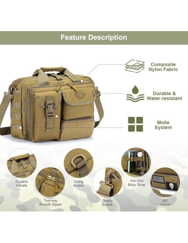 Bolsa Mensajera Táctica Stypos 35,56 cm Caqui para Laptop