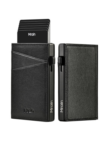 Billetera Slim de Cuero Mrain con Bloqueo RFID - Negro
