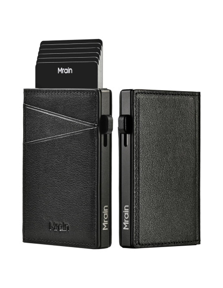 Billetera Slim de Cuero Mrain con Bloqueo RFID - Negro