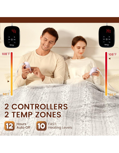 Manta Eléctrica Bearhug Queen 213x229 cm, 10 Niveles de Calor