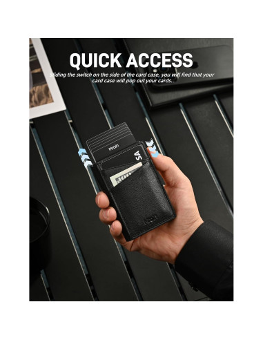 Billetera Slim de Cuero Mrain con Bloqueo RFID - Negro