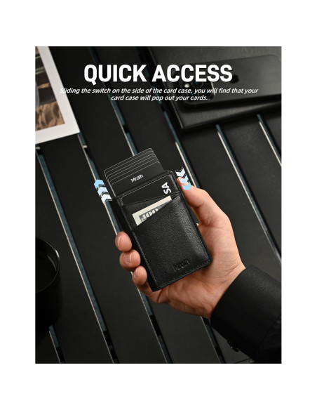 Billetera Slim de Cuero Mrain con Bloqueo RFID - Negro