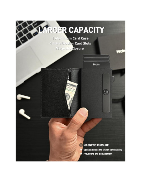 Billetera Slim de Cuero Mrain con Bloqueo RFID - Negro