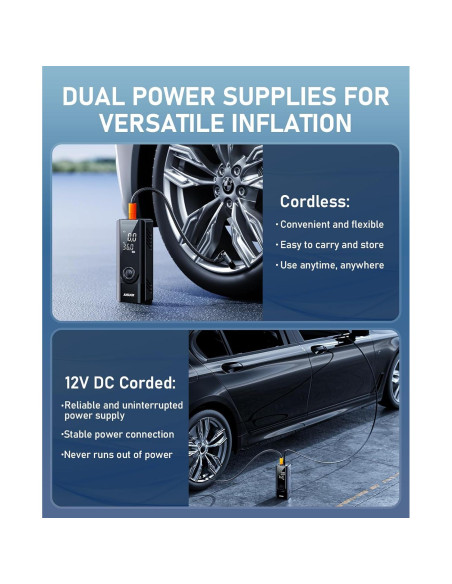 Compresor de Aire JUSUOX CZK-5642 150 PSI Portátil Inalámbrico