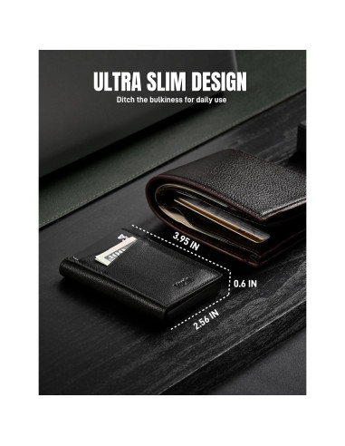 Billetera Slim de Cuero Mrain con Bloqueo RFID - Negro