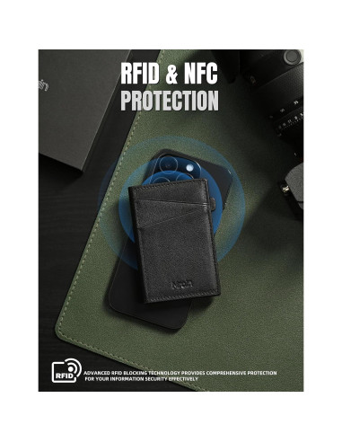 Billetera Slim de Cuero Mrain con Bloqueo RFID - Negro