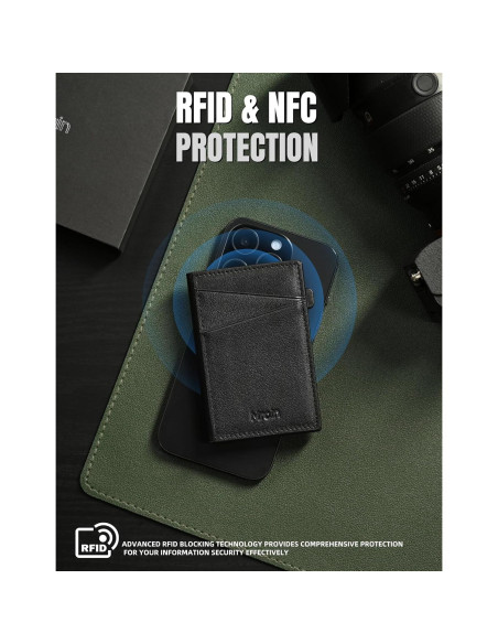 Billetera Slim de Cuero Mrain con Bloqueo RFID - Negro