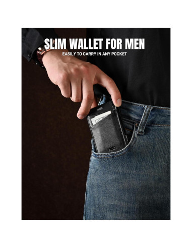 Billetera Slim de Cuero Mrain con Bloqueo RFID - Negro