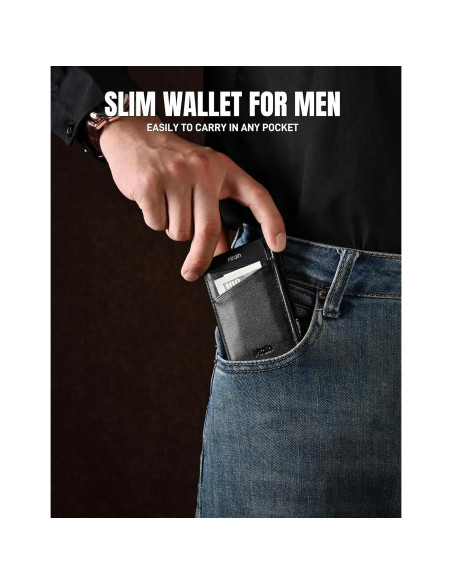 Billetera Slim de Cuero Mrain con Bloqueo RFID - Negro