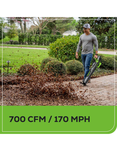 Soplador de Hojas Greenworks 80V 700 CFM Batería 2.5Ah