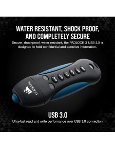 Corsair Flash Padlock 3, 256 GB USB 3.0 con Teclado PIN 2