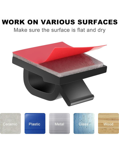 60 Clips Adhesivos para Cables TidyHelper Multiusos