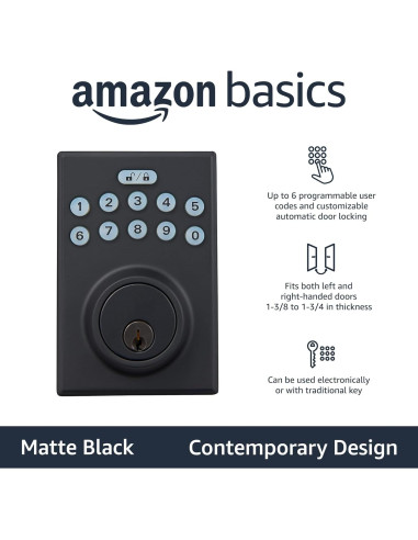 Cerradura Electrónica Amazon Basics PL1S4910 Teclado Táctil