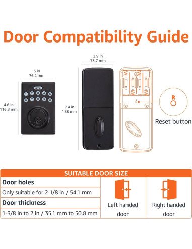 Cerradura Electrónica Amazon Basics PL1S4910 Teclado Táctil