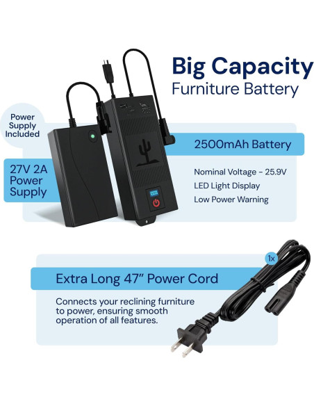 Batería Universal The Blue Cactus 2500mAh para Reclinables