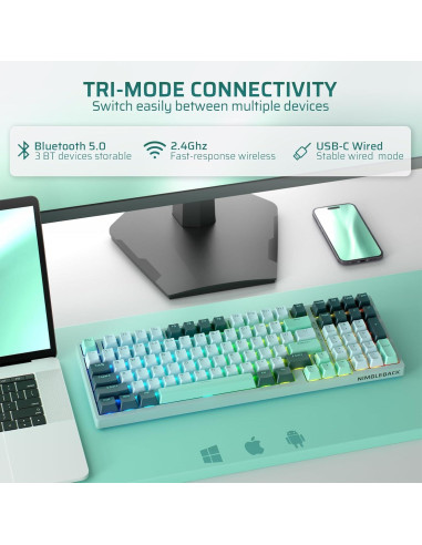Teclado Mecánico Inalámbrico LTC Nimbleback NB981 RGB 98 Teclas