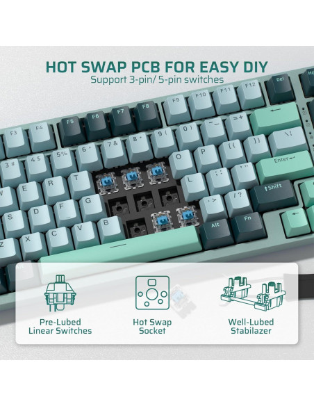 Teclado Mecánico Inalámbrico LTC Nimbleback NB981 RGB 98 Teclas Teclado Mecánico Inalámbrico LTC Nimbleback NB981 RGB 98 Teclas