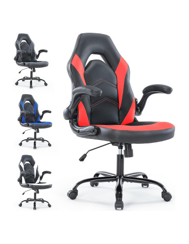 Silla de Oficina Gaming OLIXIS Cuero PU Rojo y Negro