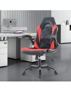 Silla de Oficina Gaming OLIXIS Cuero PU Rojo y Negro 2
