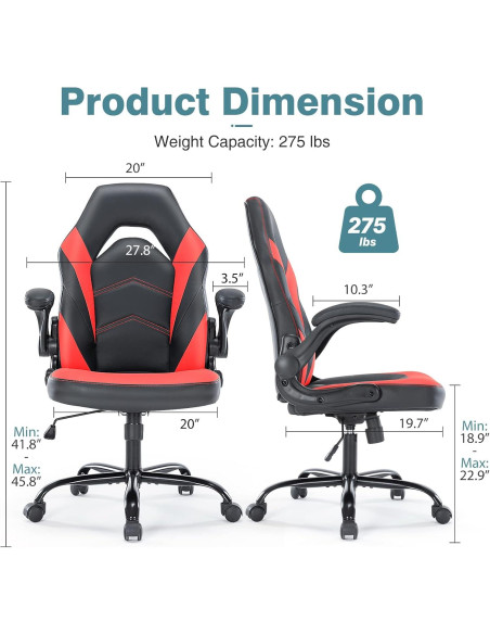 Silla de Oficina Gaming OLIXIS Cuero PU Rojo y Negro