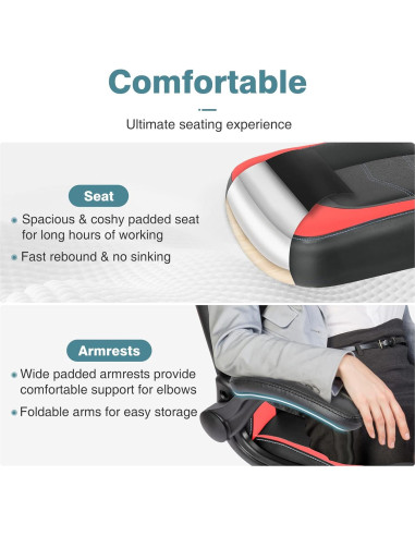 Silla de Oficina Gaming OLIXIS Cuero PU Rojo y Negro