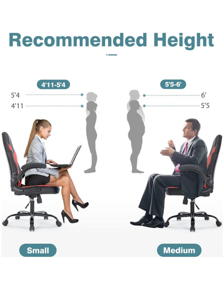 Silla de Oficina Gaming OLIXIS Cuero PU Rojo y Negro