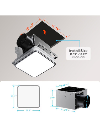 Ventilador de Baño Consciot con Luz LED 1500lm 110/160 CFM