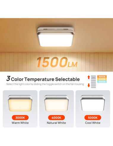 Ventilador de Baño Consciot con Luz LED 1500lm 110/160 CFM