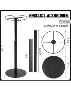 Soporte para Medallas Shimeyao Ajustable 20+ Medallas Negro 2