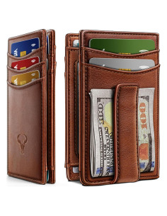 Billetera delgada Bulliant de cuero con cierre magnético RFID