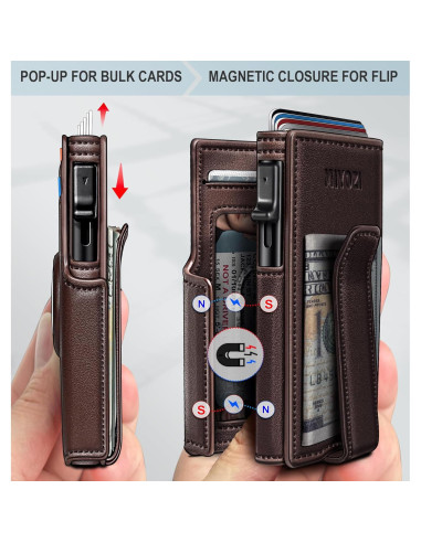 Billetera RFID para hombres con clip de dinero y soporte Airtag