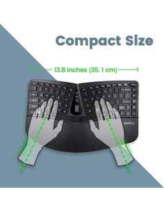 Teclado Mini Ergonómico Perixx PERIDUO-606 Inalámbrico 2