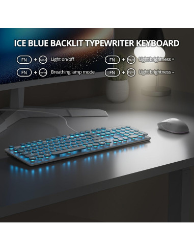 Teclado Retro iRoboosta Azul 104 Teclas LED Membrana