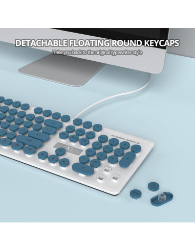 Teclado Retro iRoboosta Azul 104 Teclas LED Membrana