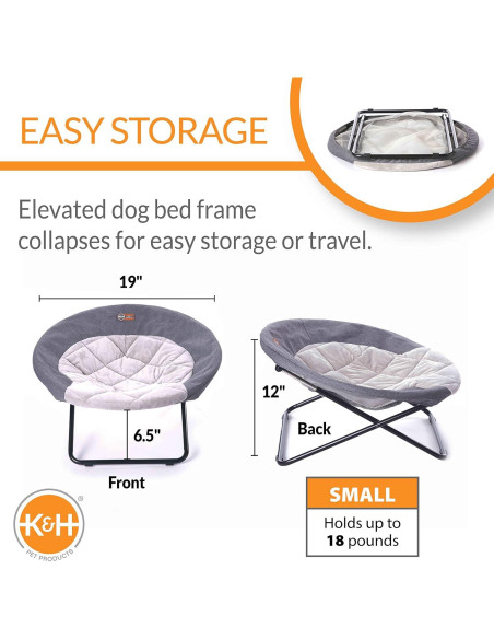 Cama Elevada K&H para Mascotas Pequeña 48 cm Gris