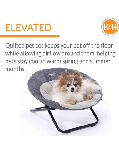 Cama Elevada K&H para Mascotas Pequeña 48 cm Gris