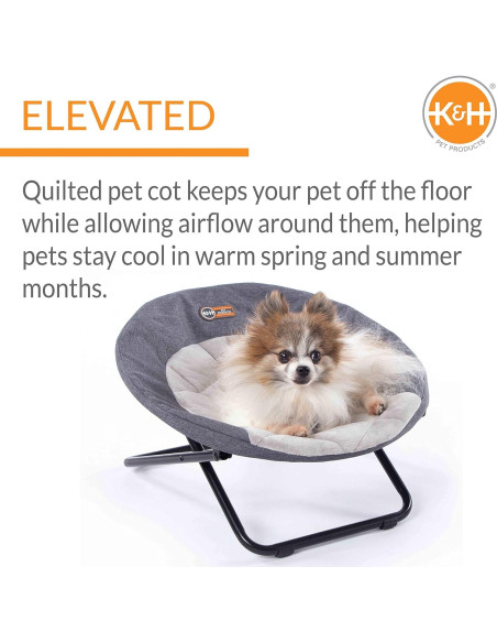 Cama Elevada K&H para Mascotas Pequeña 48 cm Gris