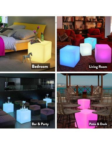 Silla Cubo LED Mr.Go 16" Recargable RGB Control Remoto