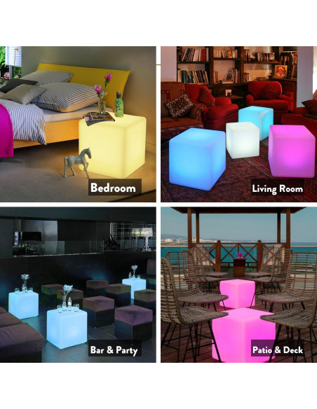 Silla Cubo LED Mr.Go 16" Recargable RGB Control Remoto Silla Cubo LED Mr.Go 16" Recargable RGB Control Remoto