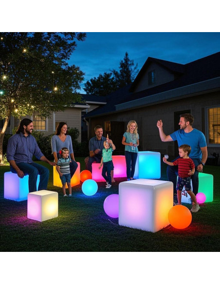 Silla Cubo LED Mr.Go 16" Recargable RGB Control Remoto Silla Cubo LED Mr.Go 16" Recargable RGB Control Remoto