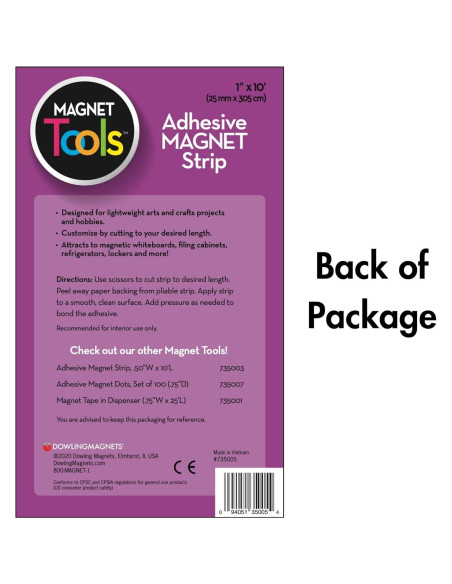 Tira Magnética Adhesiva Dowling 2.54 cm x 3.05 m para Manualidades