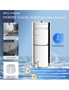 Purificador de Agua OEMIRY 8.5L Acero Inoxidable 2 Filtros 2