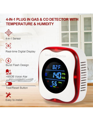 Detector de Gas y Monóxido KOABBIT 4 en 1 Conectado