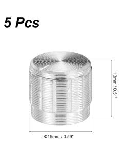 Perilla de Potenciómetro uxcell 15mmx13mm Aluminio Plateado 5 Pcs 2