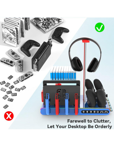 Dock de Carga RGB Sonicgrace para Nintendo Switch - Azul