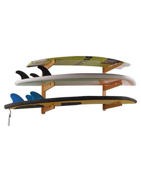 Soporte de Pared LINGVUM para 3 Tablas de Surf de Bambú
