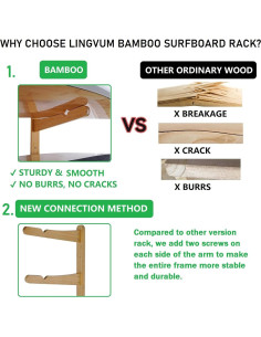 Soporte de Pared LINGVUM para 3 Tablas de Surf de Bambú 2
