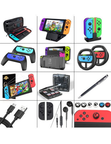 Kit de Accesorios Deruitu para Nintendo Switch 18 en 1